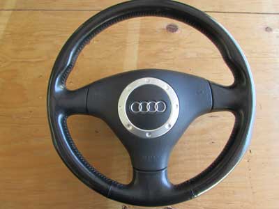 Audi TT MK1 8N Leather Trimmed Sport Steering Wheel Aluminum Accents W/ Air Bag 8N0419091B25D